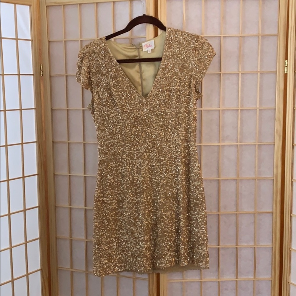 Champagne Sequin Mini Dress